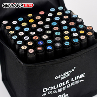 GENVANA OEM ODM Vente en gros – Lot de 60 marqueurs d'art à double pointe à l'alcool – Prix usine en gros – Marqueurs à double tête pour le dessin