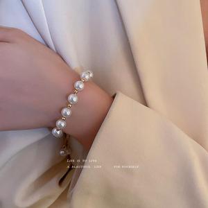 Faux Pearl <b>Beaded</b> <b>Bracelet</b> White Round Shape Zinc Alloy Women's Everyday Wear 2023 - Product Image 3