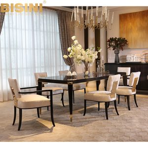 BISINI Lusso Moderno Da Pranzo In Legno Mobili, Rettangolare Estesa Nero Tavolo Da Pranzo - Product Image 1