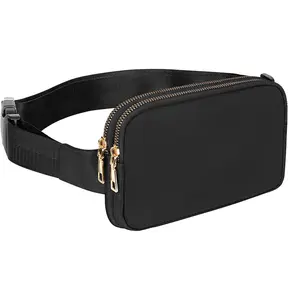 2 Zipper Pockets Waterproof Polyester Crossbody Bag Purse Belt Bag