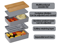 Boîte à bento Umami double couche de qualité supérieure avec couvercle en bambou, sans BPA, étanche, capacité 1,2 L, facile à nettoyer