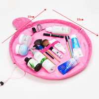 Sac de maquillage de voyage Portable de grande capacité de conception de prix usine avec Kit de stockage de cordon de bouche de cravate sac cosmétique pliable magique