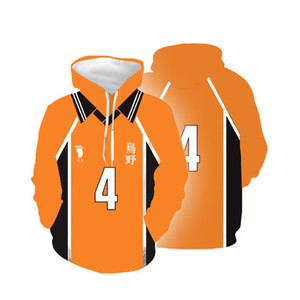 Livraison gratuite, sweat-shirts à capuche Haikyuu pour hommes, anime japonais, streetwear, Harajuku, <span class=keywords><strong>Karasuno</strong></span> Fly High, imprimé 3D, col roulé, blanc - Product Image 2