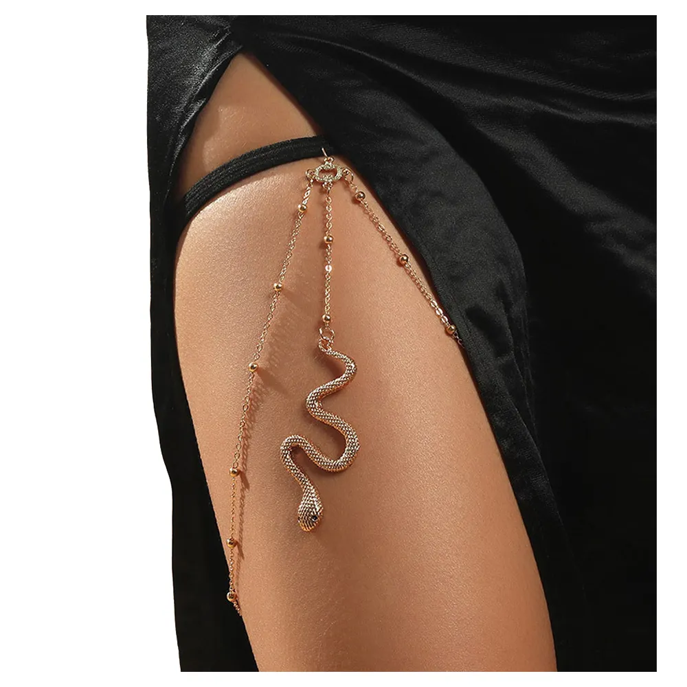 Wholesale Sexy Body Gold Plated Adjustable Leg Chain Body Chain Jewelry Bohemia Adjustable Snake Elastic Thigh Chain for Women