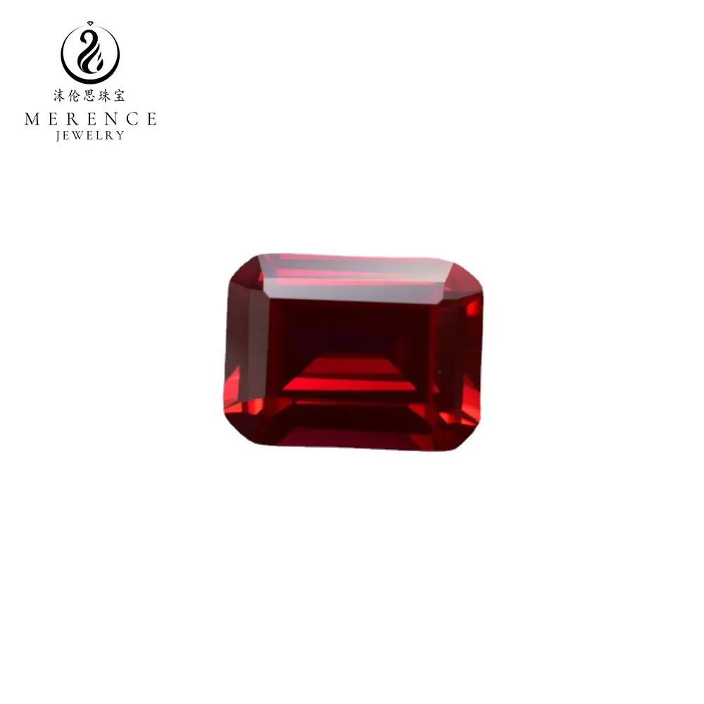 Merence Jewelry Factory Direkt verkauf Brilliant Machine Cut Smaragd form Synthetic Loose Corundum Gem stone #8 Ruby