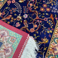 Tapisserie murale persane de luxe 60*90cm, motif Arbre de Vie bleu profond, en modal tissé à poils longs, vente en gros