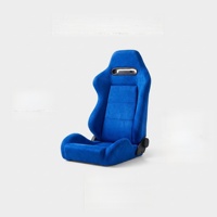 Siège baquet universel réglable en suède bleu, siège de simulateur de course bleu avec double glissière