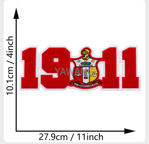 En Stock hecho a mano <span class=keywords><strong>1906</strong></span> 1922 3D Iron-On parches grandes para la hermandad universitaria fieltro Chenille bordado para AKA parches para sombreros - Product Image 4