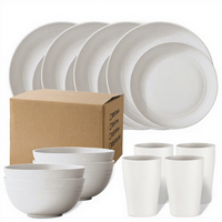 Ensemble de vaisselle en paille de blé noir mat, écologique, assiettes, bols, tasses, vaisselle réutilisable pour la maison, la cuisine et la salle à manger
