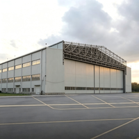 Hangar d'avion moderne à grande portée sans colonnes en structure acier anti-corrosion, protection incendie, revêtement de sol époxy haute résistance, garantie 20 ans
