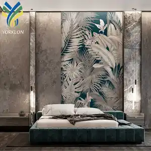 YKMP 094定制画现代墙面装饰压花聚氯乙烯绿叶热带壁纸