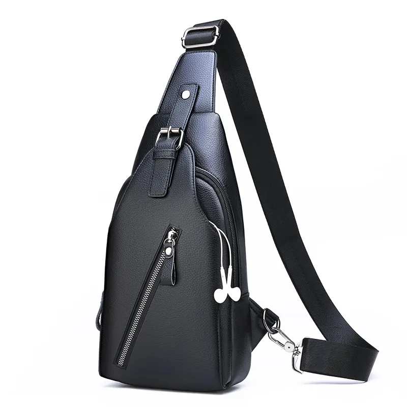 High Quality Wholesale Cheap fashion light PU Leather Chest Satchel Custom Men's shoulder Messenger bag Crossbody Bags