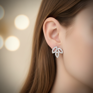 Paxima Jewelry Fashionable and Unique Geometric Design PT950 0.75ct Lab-Grown Diamond Full Diamond Women's <strong>Earrings</strong> - Product Image 3