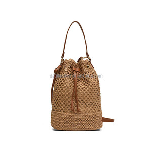 Unisex Eco-Friendly Single Strap <b>Straw</b> Bucket <b>Bag</b> Handmade Woven 1-1.9L Capacity Party Travel Application DAQI Polyester Lining - Product Image 1
