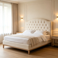 Cadre de lit souple en bois personnalisé avec logo pour chambre d'hôtel et appartement