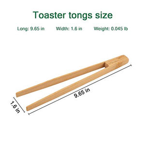 Pinces de cuisine en bambou avec poignée en bois, outil pour griller, servir et cuisiner, accessoires de barbecue - Product Image 2