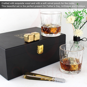 Caja <span class=keywords><strong>de</strong></span> madera reutilizable <span class=keywords><strong>de</strong></span> acero inoxidable para whisky, cubitos <span class=keywords><strong>de</strong></span> hielo para enfriar, con cristal, regalo, 2 unidades - Product Image 5