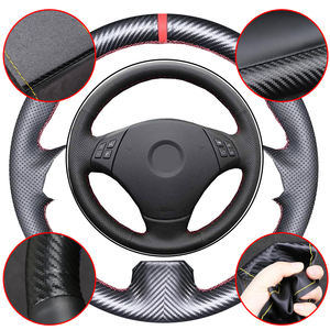 Cubierta de volante de cuero de fibra de carbono y microfibra para <span class=keywords><strong>BMW</strong></span> <span class=keywords><strong>E90</strong></span> 320 318i 320i 325i 330i <span class=keywords><strong>320d</strong></span> X1 328xi <span class=keywords><strong>2007</strong></span> - Product Image 1