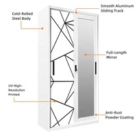 Armoire de rangement moderne à 2 portes pour la maison, armoire sur mesure, placard à vêtements pour la chambre à coucher, armoire en acier métallique avec miroir