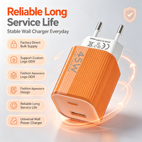 Chargeur rapide double port 45W GaN USB + Type C, chargeur mural compact pour iPhone, Samsung, Xiaomi, iPad, ordinateurs portables, smartphones, tablettes