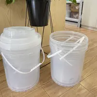 Balde de plástico transparente 20l, com tampa 5 galões de grau alimentar pp para pacote de armazenamento de líquidos