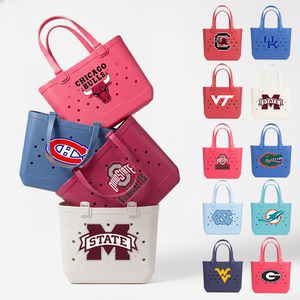 Sac de plage d'été léger et grande capacité en EVA imperméable à motif croco avec logo personnalisé pour <span class=keywords><strong>femme</strong></span>, avec trous pour sangle amovible - Product Image 2