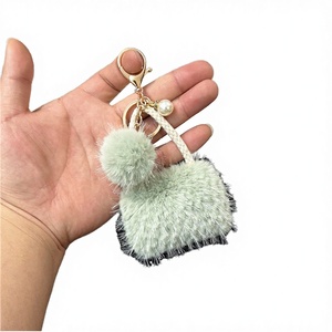 SC New Arrival Trendy Cartoon Pearl <b>Purse</b> Key Buckle Bag Decoration <b>Cute</b> Colored Plush Mini HandBag Portable Keychain for Teen - Product Image 3