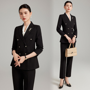 Women Grey Suit Set Polyester Worsted Anti-Wrinkle Commute Autumn Winter - Product Image 3