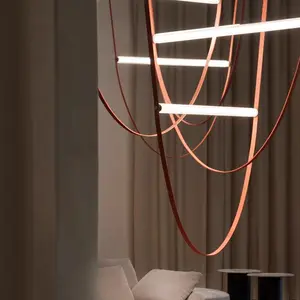 Italien Designer Leder draht gebundene Lampe Bell Pendel leuchte Drop Suspension Seil Pendel leuchten Lustre Treppenhaus Pendel leuchte