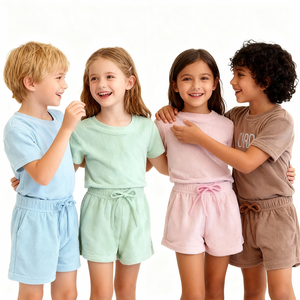 Conjuntos de Ropa de Tela de Rizo para Niños, Ropa de Verano para Bebés, Conjuntos de Dos Piezas con Pantalones Cortos, Ropa de Playa, Toalla, Ropa para Niños - Product Image 1