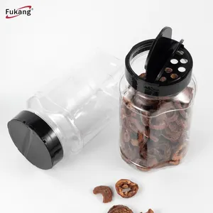 300ml Spice Jar Clear Pet Plastic Salt Shaker Jar With Double Open Flip Lid 300Ml Cylinder Cooking Seasoning Pepper Jars Pet Plastic Spice Jar