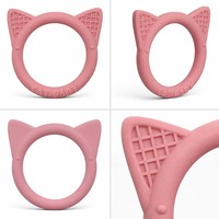 Anneau de dentition pour bébé en silicone, jouet de dentition pour nourrisson, anneau chaton sans BPA, qualité alimentaire, 0-12 mois, personnalisable