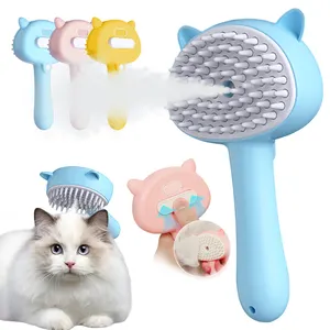 Silicone Massage Cat Grooming Brush Spray Dog Brush Pet Hair Cleaning Comb Cat Steam Brush with Release Button for Shedding