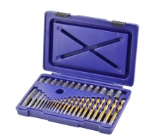 Ensemble de 35 extracteurs de vis manuels et forets avec extracteurs 42CrMo, forets hélicoïdaux HSS4341, garantie OEM 1 an, étui rigide