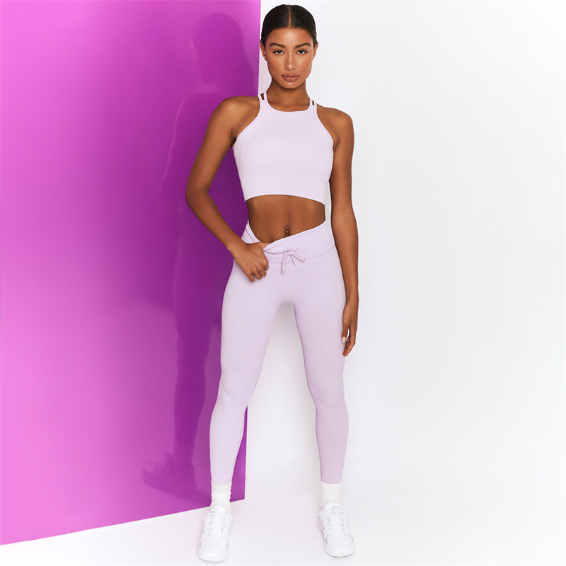 8 colors  Fashion Modern Breathable Workout Clothing Women Active Wear Yoga Set