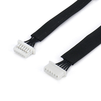 Cable de 6 pines hembra a hembra con funda trenzada de tela negra, 6 hilos negros, conector JST para sensor de señal OEM