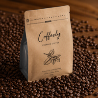Sachet d'emballage de café à fond plat imprimé sur mesure, résistant à l'oxygène, pour café torréfié et vente au détail, 8oz 12oz 250g 500g