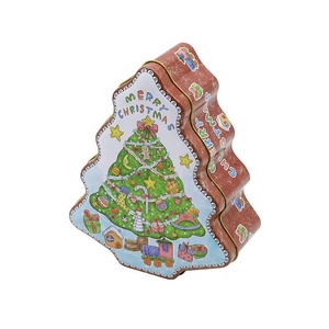 Nuovo arrivo custodia in latta a forma di albero di natale natale biscotti di babbo natale conservazione di caramelle organizzatore di barattoli sigillati stampati - Product Image 3