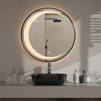 Miroir de salle de bain intelligent rond illuminé moderne Tmall Genie avec cadre en aluminium HD LED IP65 pour le maquillage