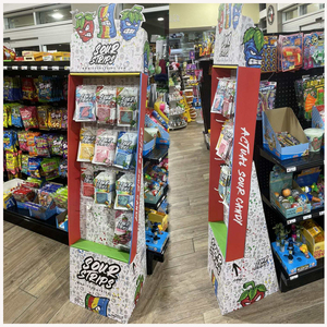 Tùy chỉnh có thể gập lại thân thiện với môi tông sóng hiển thị đứng cho bán lẻ thức ăn nhanh Kệ sàn - Product Image 2