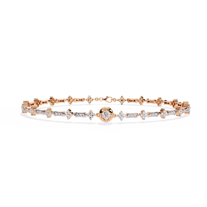 Aurelle Blossom Diamond <b>Charm</b> <b>Bracelet</b> 925 Silver White <b>Gold</b> Plated Luxury Custom Manufactured in 925 Silver - Product Image 1