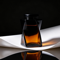 Pot à miel en verre géométrique torsadé créatif de 150/380 ml avec couvercle en métal noir, conteneur de stockage alimentaire unique à facettes pour confiture