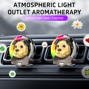 Clip Profumatore per Auto a LED RGB Attivato dal Suono, Design Cane Cartoon, Diffusore di Aromi con Ritmo Musicale, Decorazione Luminosa per Interni Auto - Product Image 3