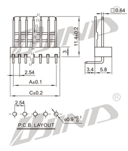 Jinda oem 2.54 מחבר לוח 90 מעלות 2510 מסוף 14p 3p 16p 6p 10p 42p 2 p 2 pin חיבור עבור pcb כוח 90 - Product Image 5