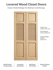 Portes de placard modernes en bois massif à persiennes, pliantes, ventilées, avec rangement intégré, pour chambre et bureau à domicile - Product Image 3