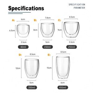 Gobelets en verre double couche personnalisés, réutilisables, transparents, avec logo, cadeau de bureau - Product Image 4