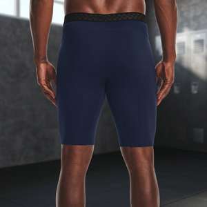 Shorts Bermuda pour homme, bleu marine, coupe sportive, taille mi-haute, détails en dentelle élastique - Product Image 2