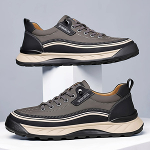 Chaussures en cuir décontractées pour hommes, talon bas, légères, pour le bureau, avec détails de couture, fabriquées à Wenzhou - Product Image 1