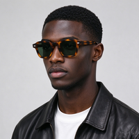 Lunettes de soleil carrées en écaille de tortue TR90 avec logo personnalisé, monture de luxe, qualité vintage rétro pour hommes et femmes