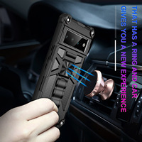 Étui de protection robuste pour Google Pixel 6/6 Pro, étui antichoc avec béquille, pièce métallique pour support magnétique de voiture